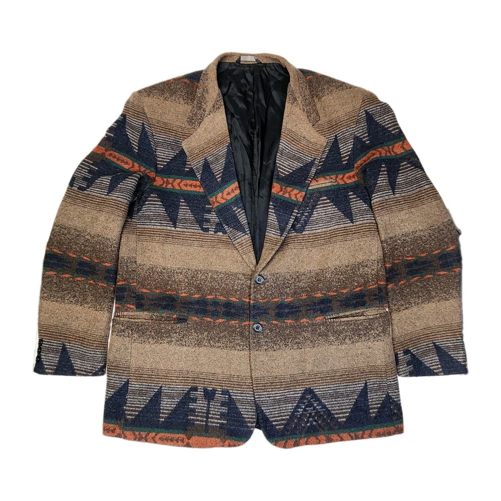 Vintage Falcone 44L Southwestern Blazer Wool USA Union Made Western 90s